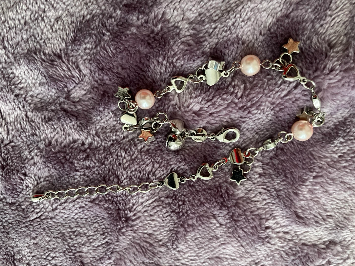 19kGP Bracelet with Pink Pearls and Charms