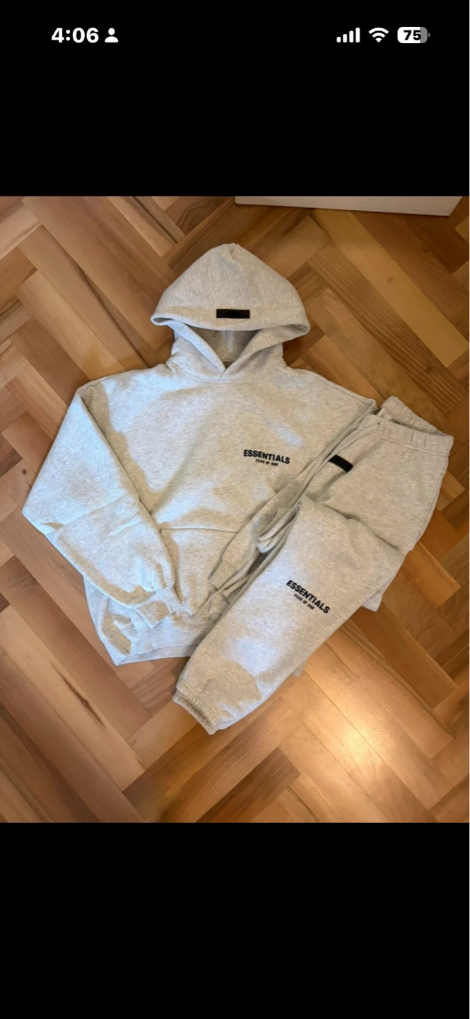 ESSENTIALS Fear of God Grey Hoodie and Sweatpants Set Size Small