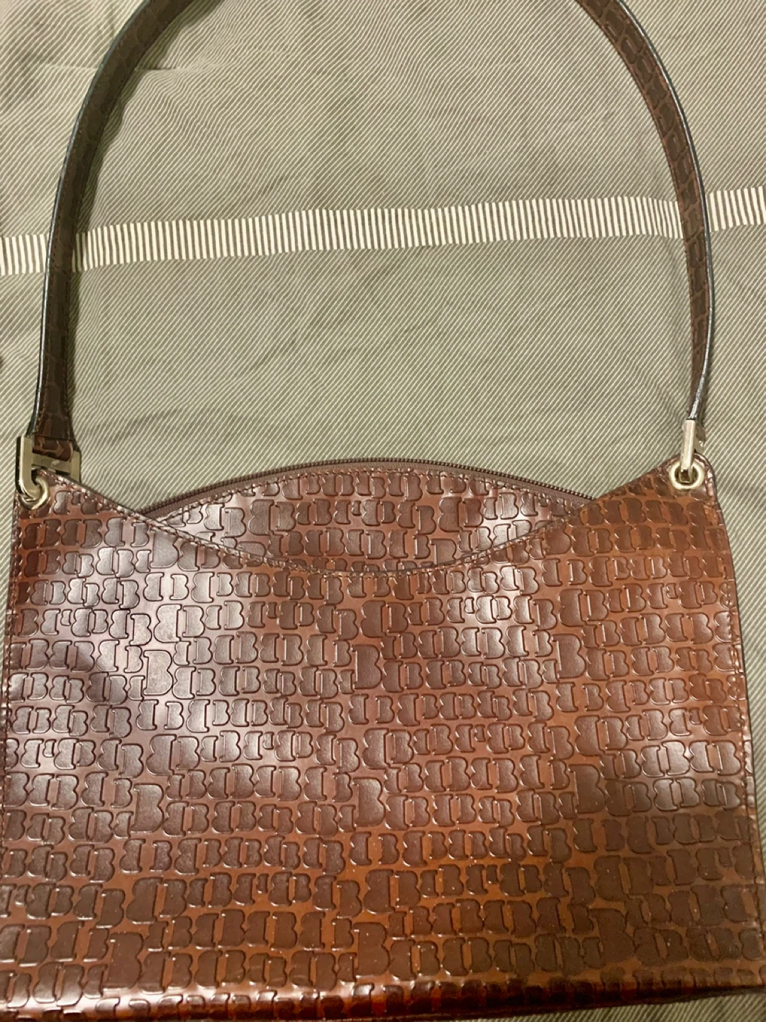 Authentic Bally Brown Embossed Leather Shoulder Bag - photo 3