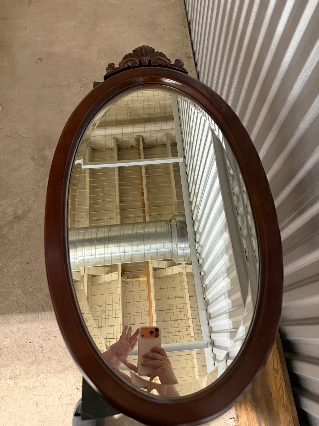 Oval Wood Framed Mirror