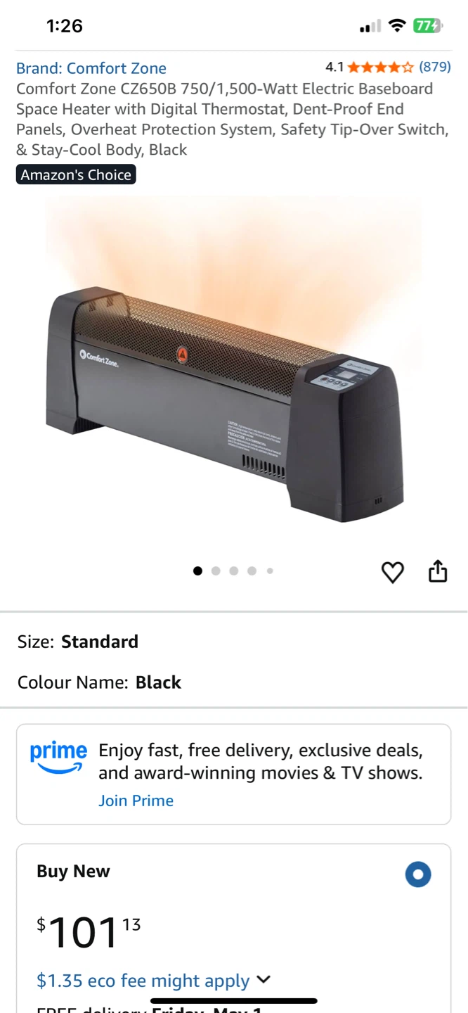 CZ650B 750/1500-Watt Electric Baseboard Heater - photo 3