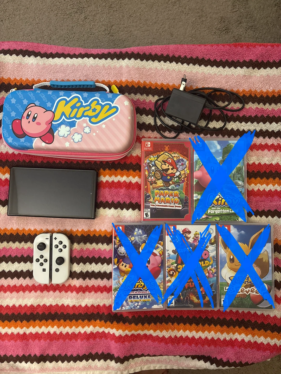 Nintendo Switch OLED w/ Kirby Case & Games