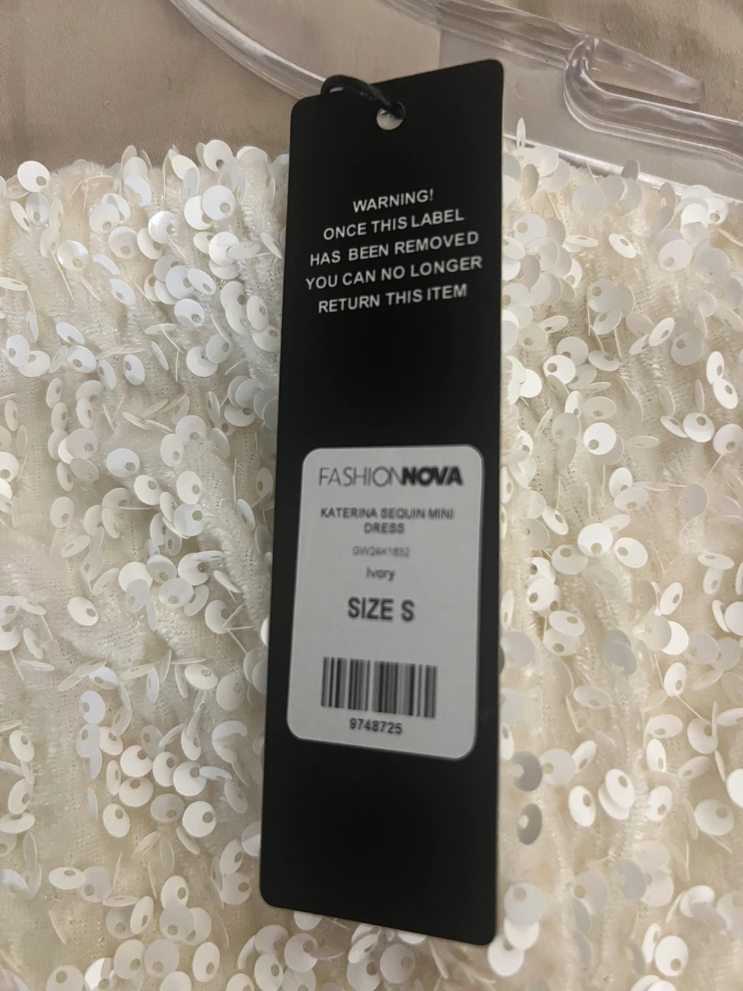 Fashion Nova Katrina Sequin Mini Dress - Ivory - Size S - photo 3