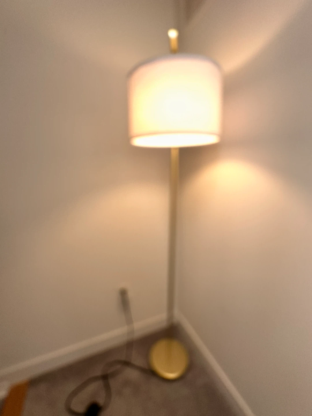 Gold Floor Lamp with White Drum Shade