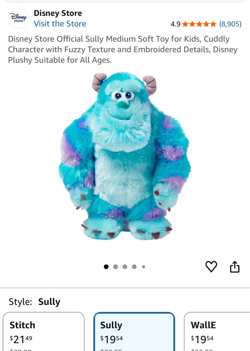 Disney Store Sully Medium Soft Toy - photo 2