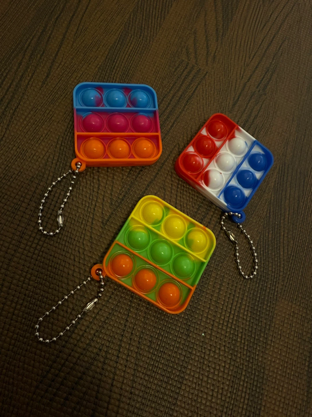 3 Pop It Fidget Toy Keychains