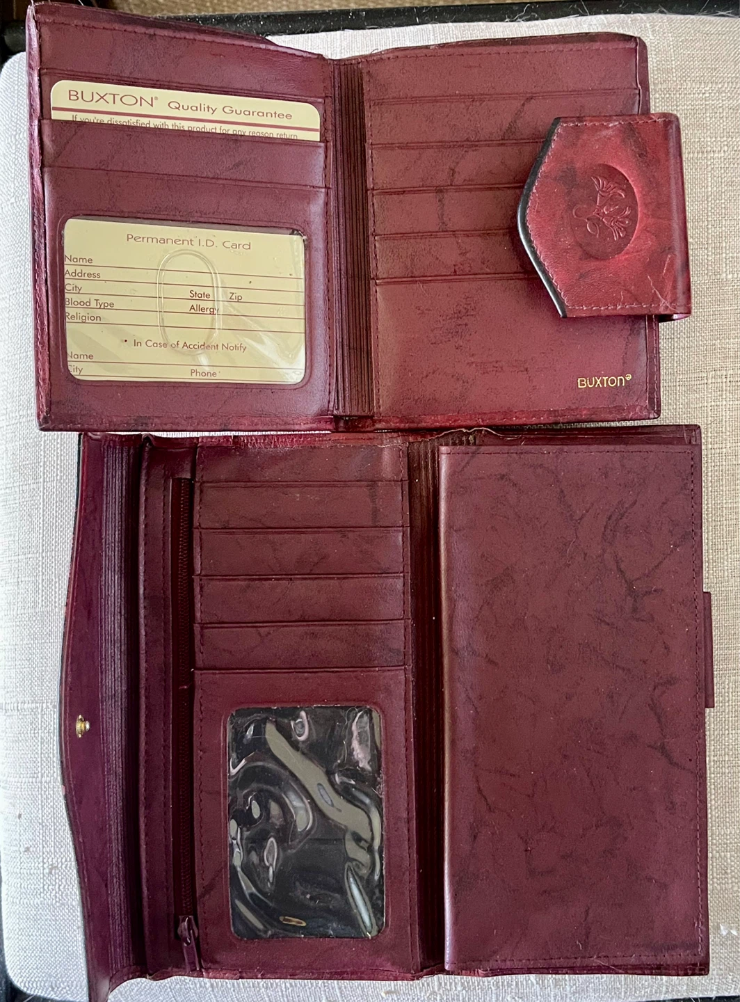 🌱Buxton Red Leather Bifold Wallet and Clutch Set - photo 3