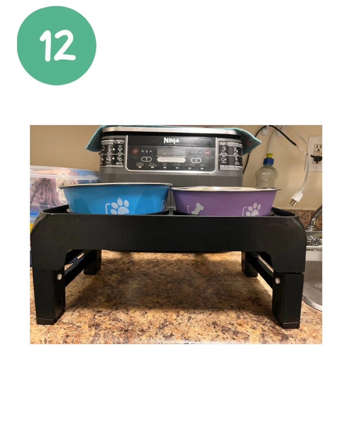 Elevated Pet Food and Water Bowl Stand