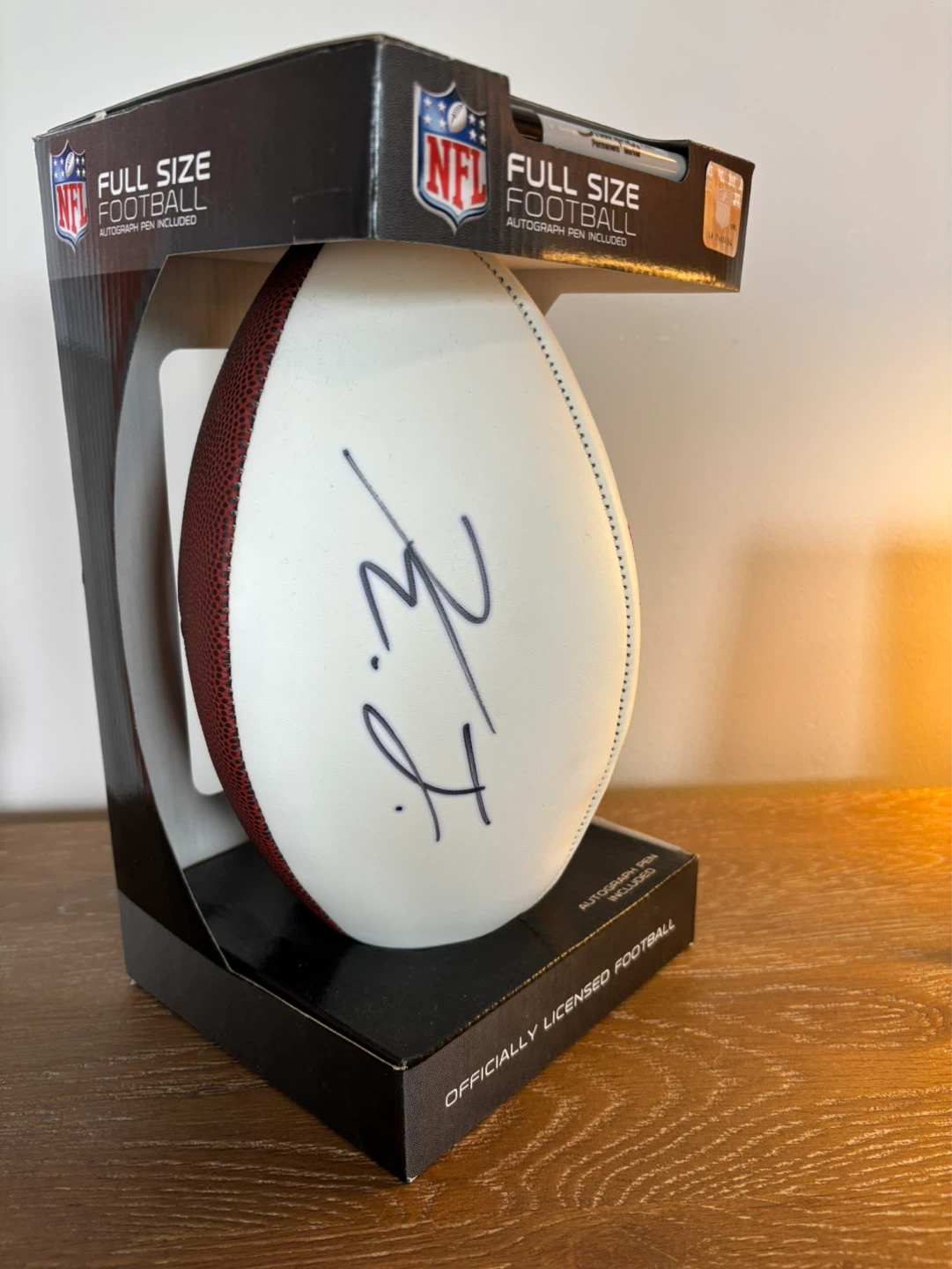 New York Giants Full Size Autographed Football with Sharpie Pen - photo 2