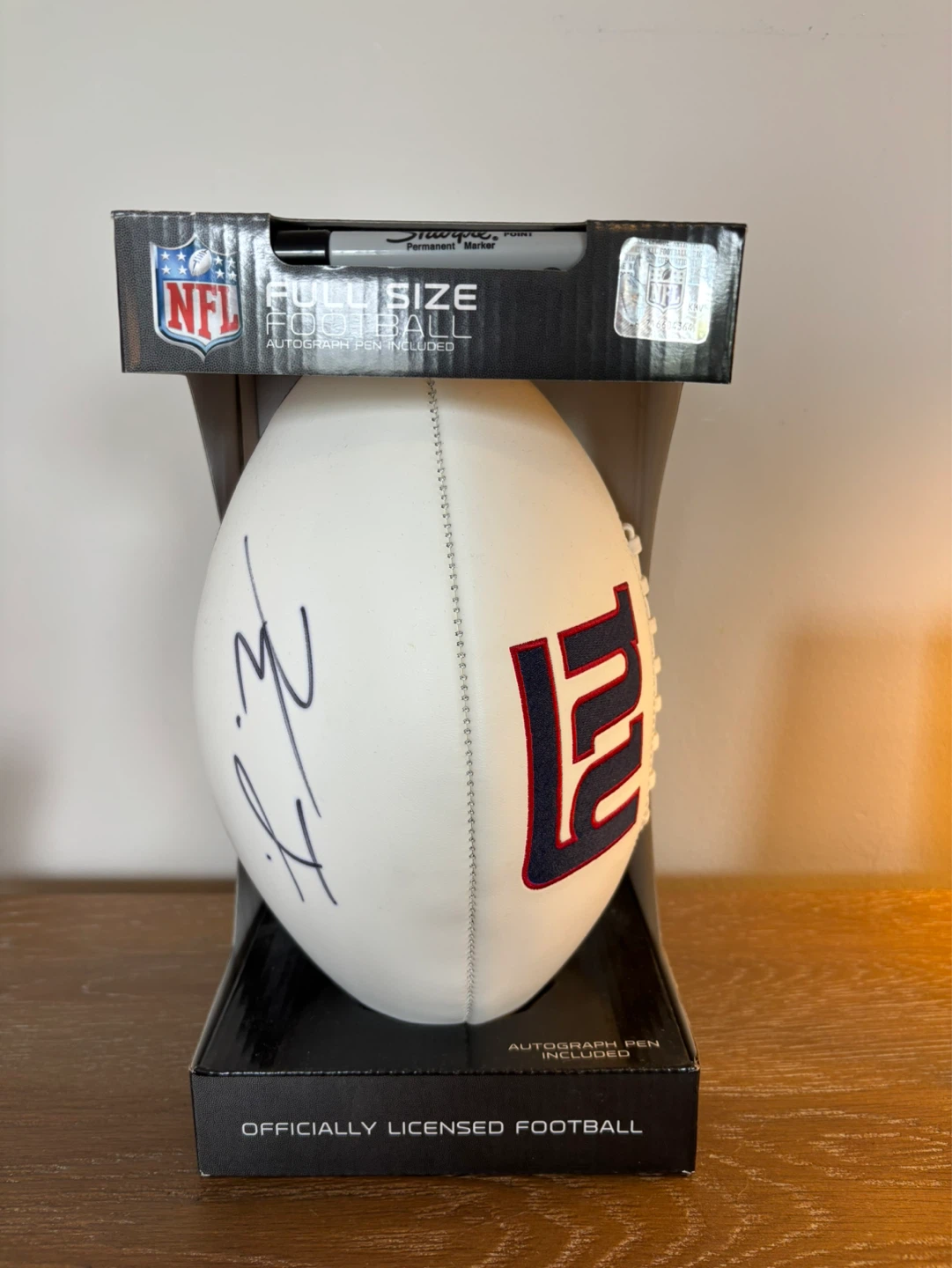 New York Giants Full Size Autographed Football with Sharpie Pen