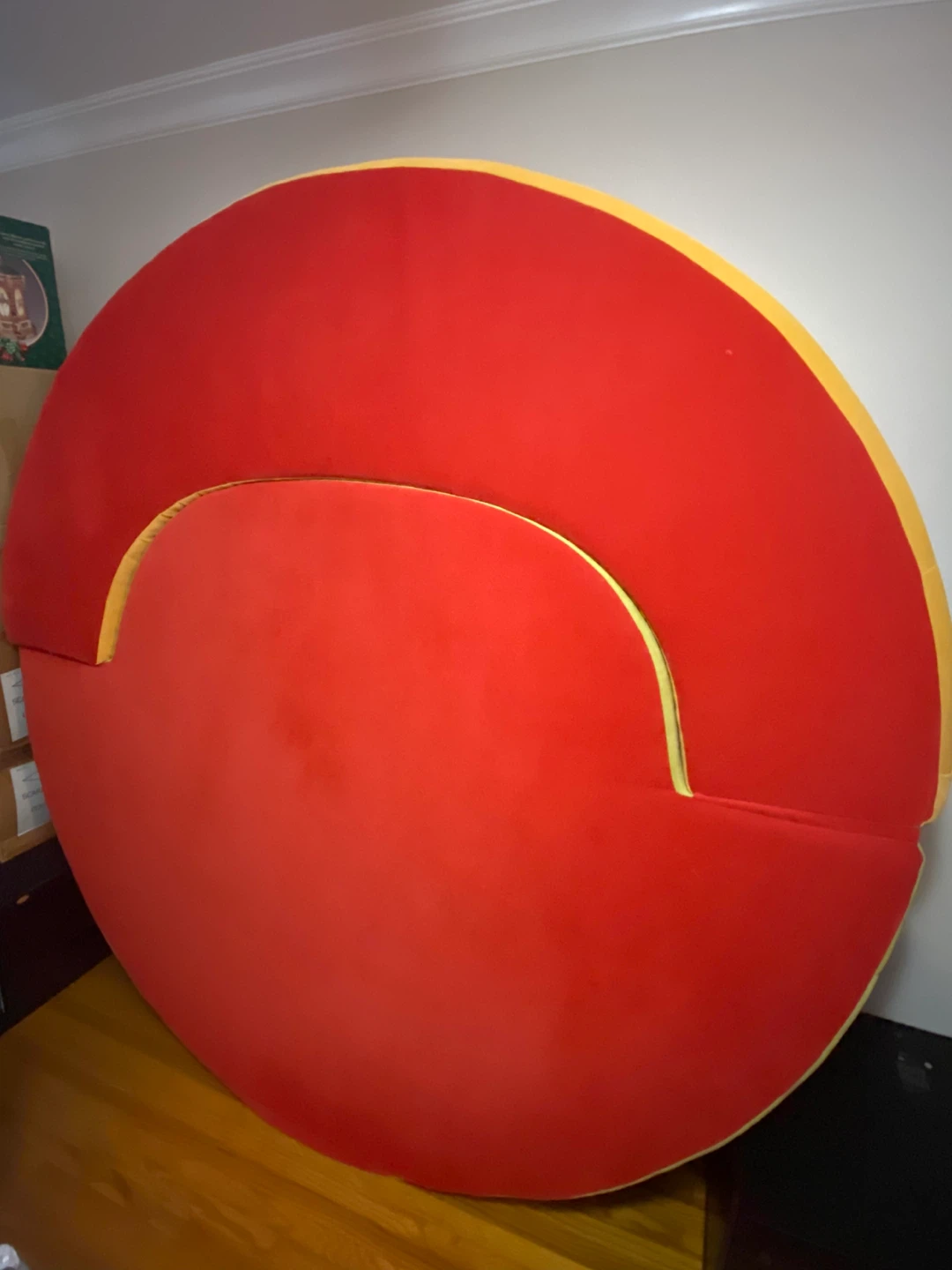 Large Round Red and Yellow Accent Pillow/Cushion