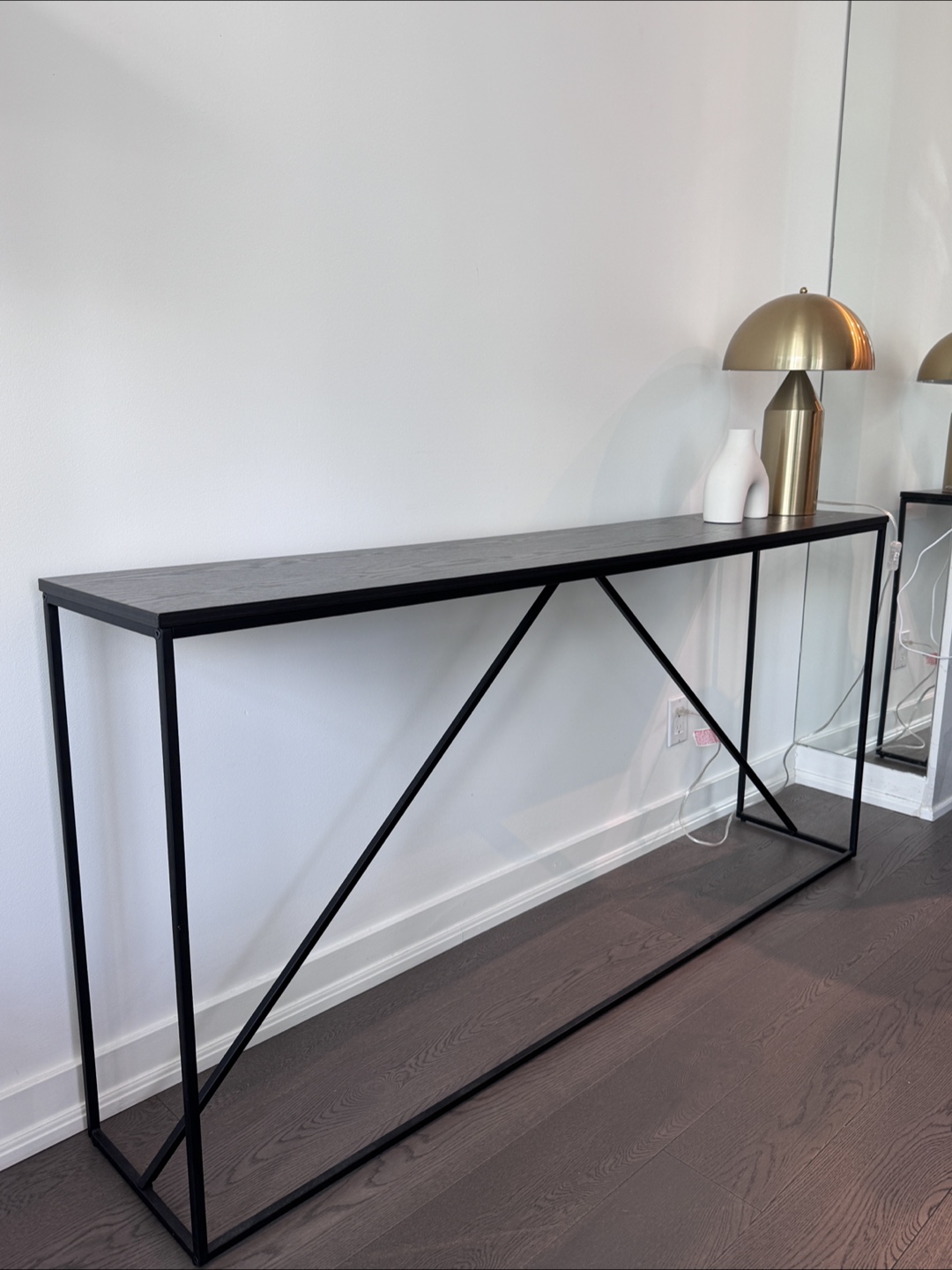 Black Console Table with Metal Frame - photo 2
