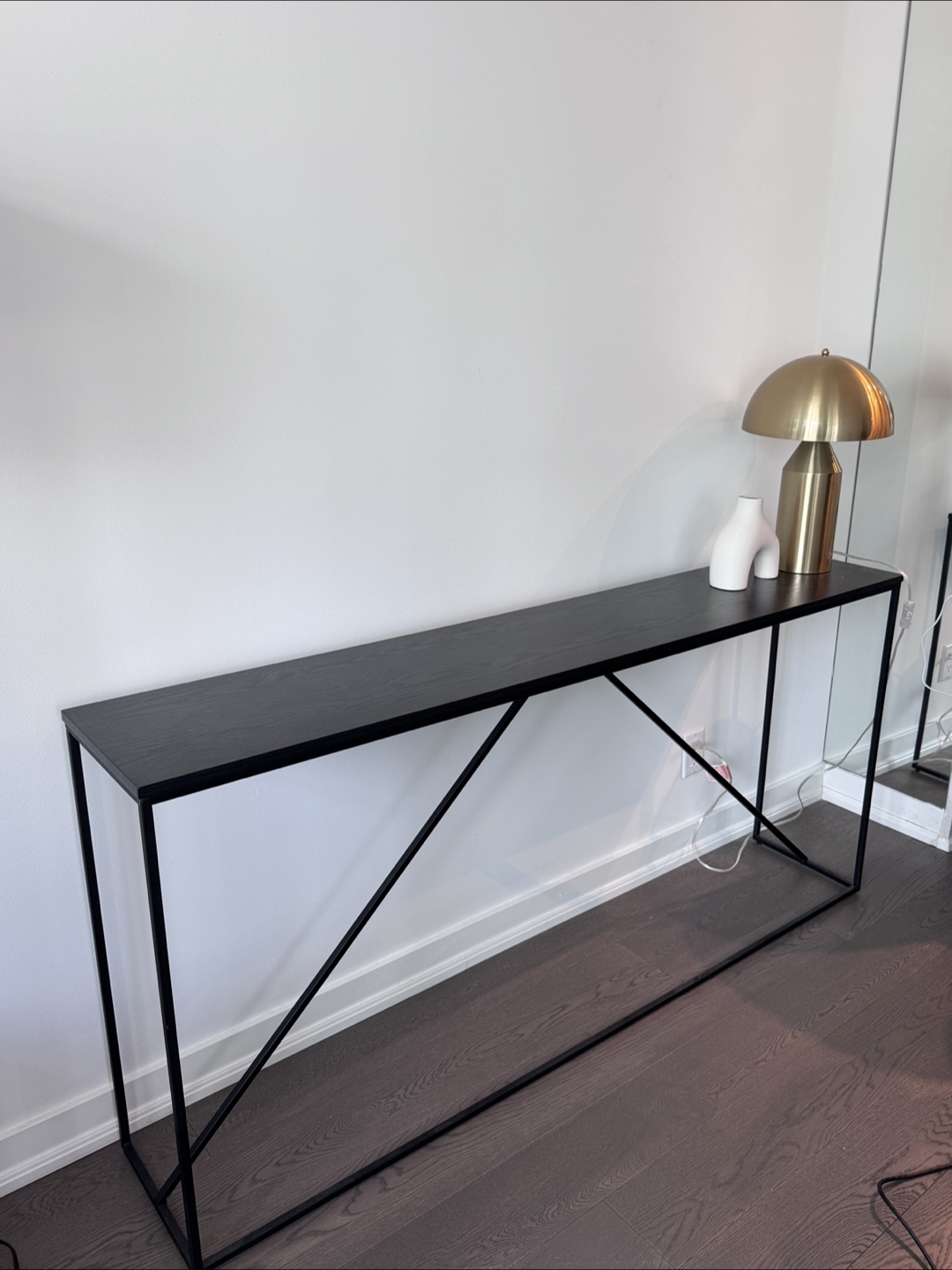 Black Console Table with Metal Frame