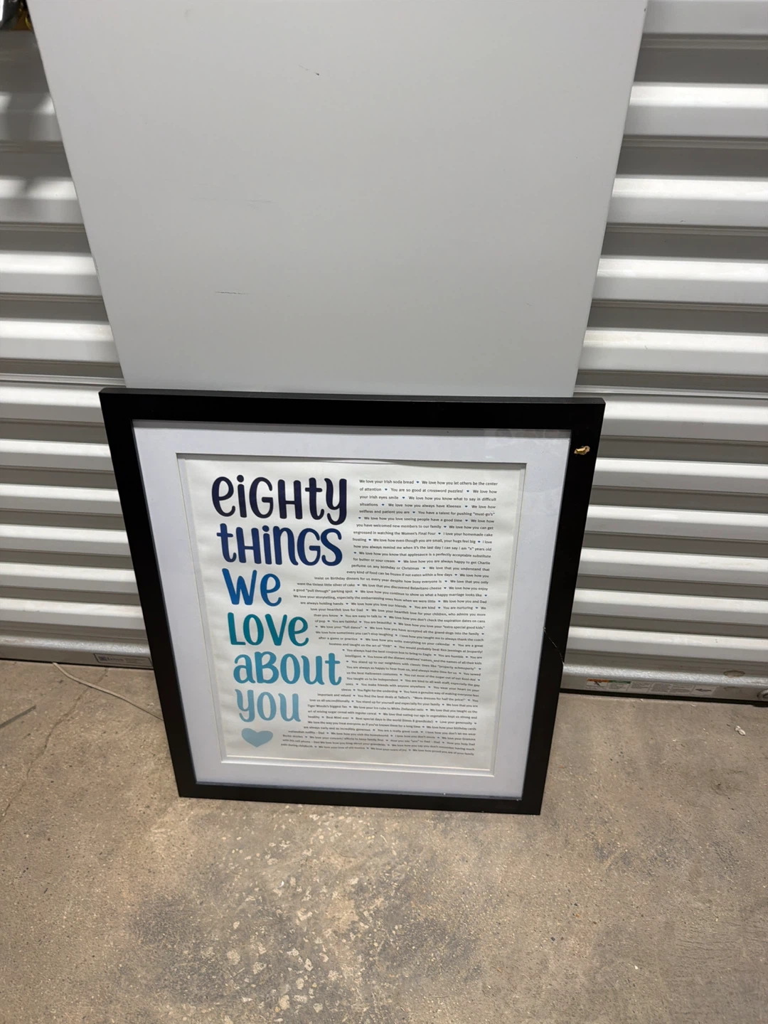 Eighty Things We Love About You Framed Print