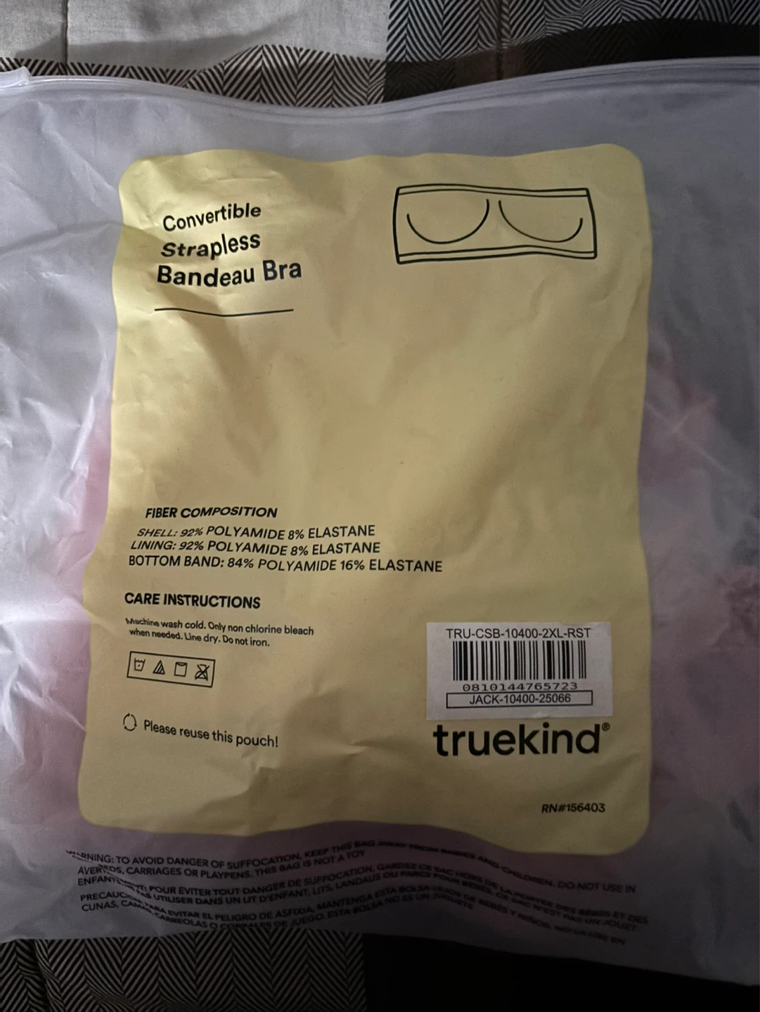 Truekind Convertible Strapless Bandeau Bra - Rose