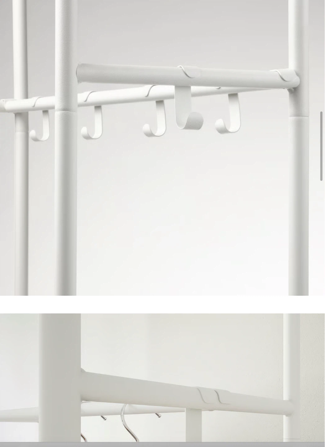 White Metal Garment Rack with Shelves - photo 3