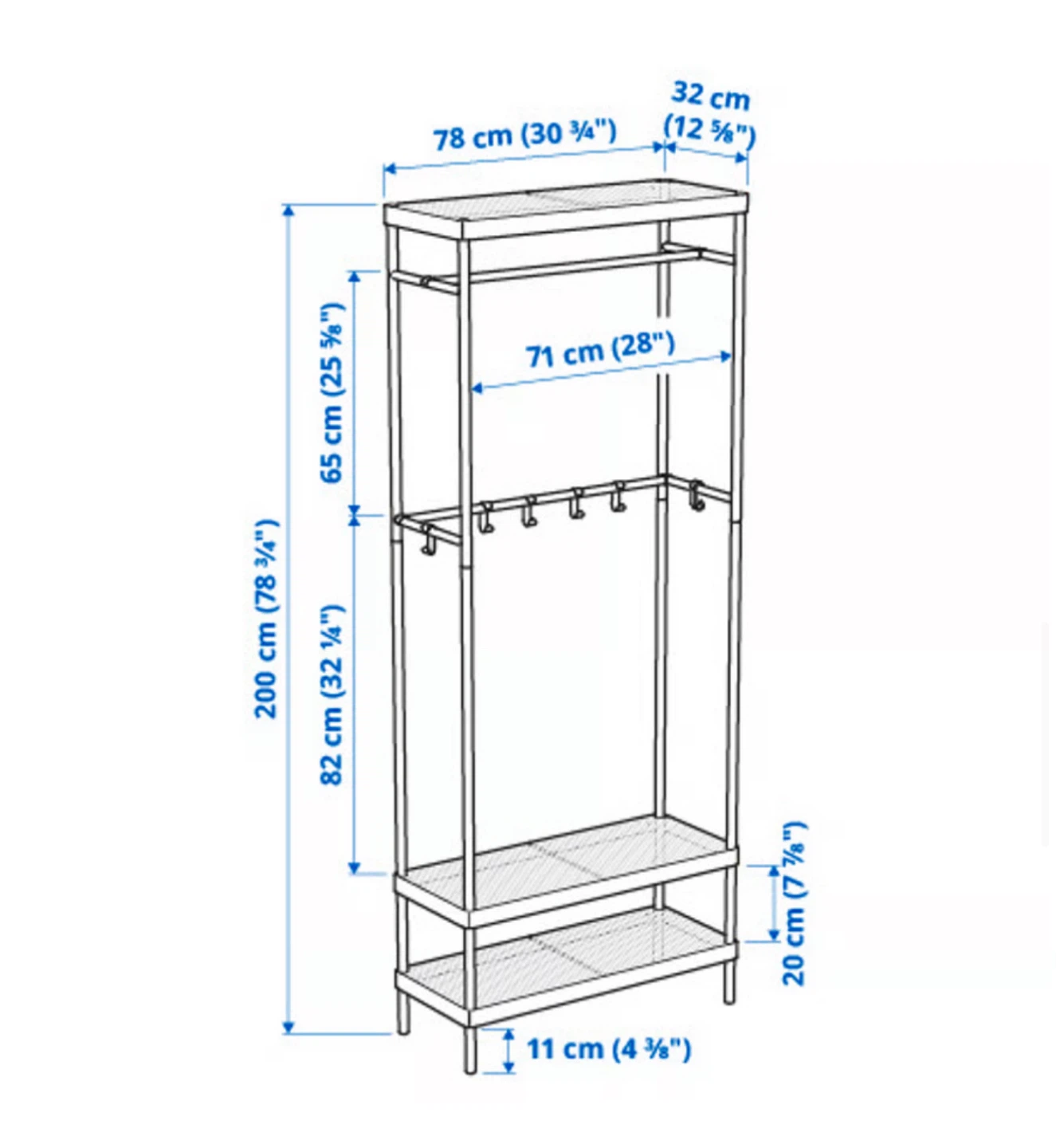 White Metal Garment Rack with Shelves - photo 2
