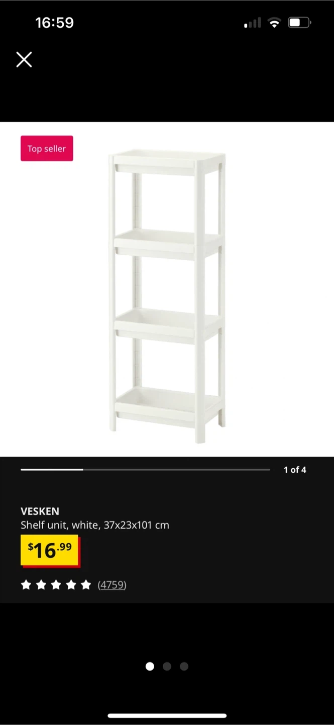 2 IKEA VESKEN Shelf Unit - White and black