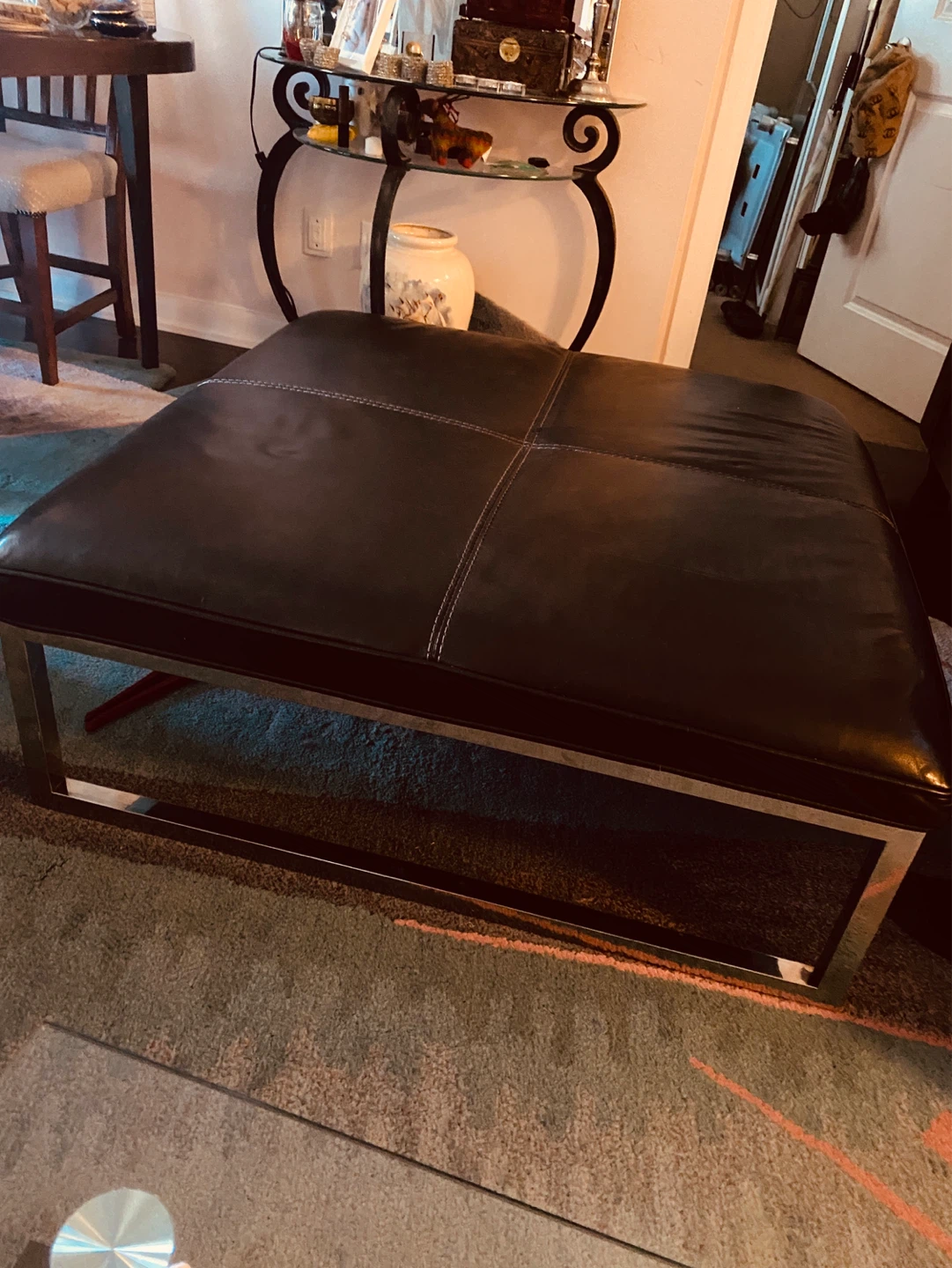 Dark Brown Faux Leather Storage Ottoman Bench - photo 2
