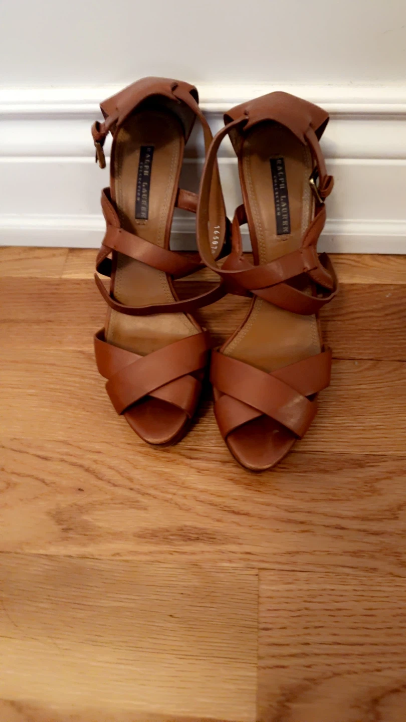 Ralph Lauren Collection Strappy Heels - Brown Leather - photo 4