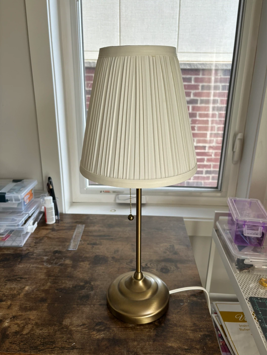 White Pleated Table Lamp - photo 2