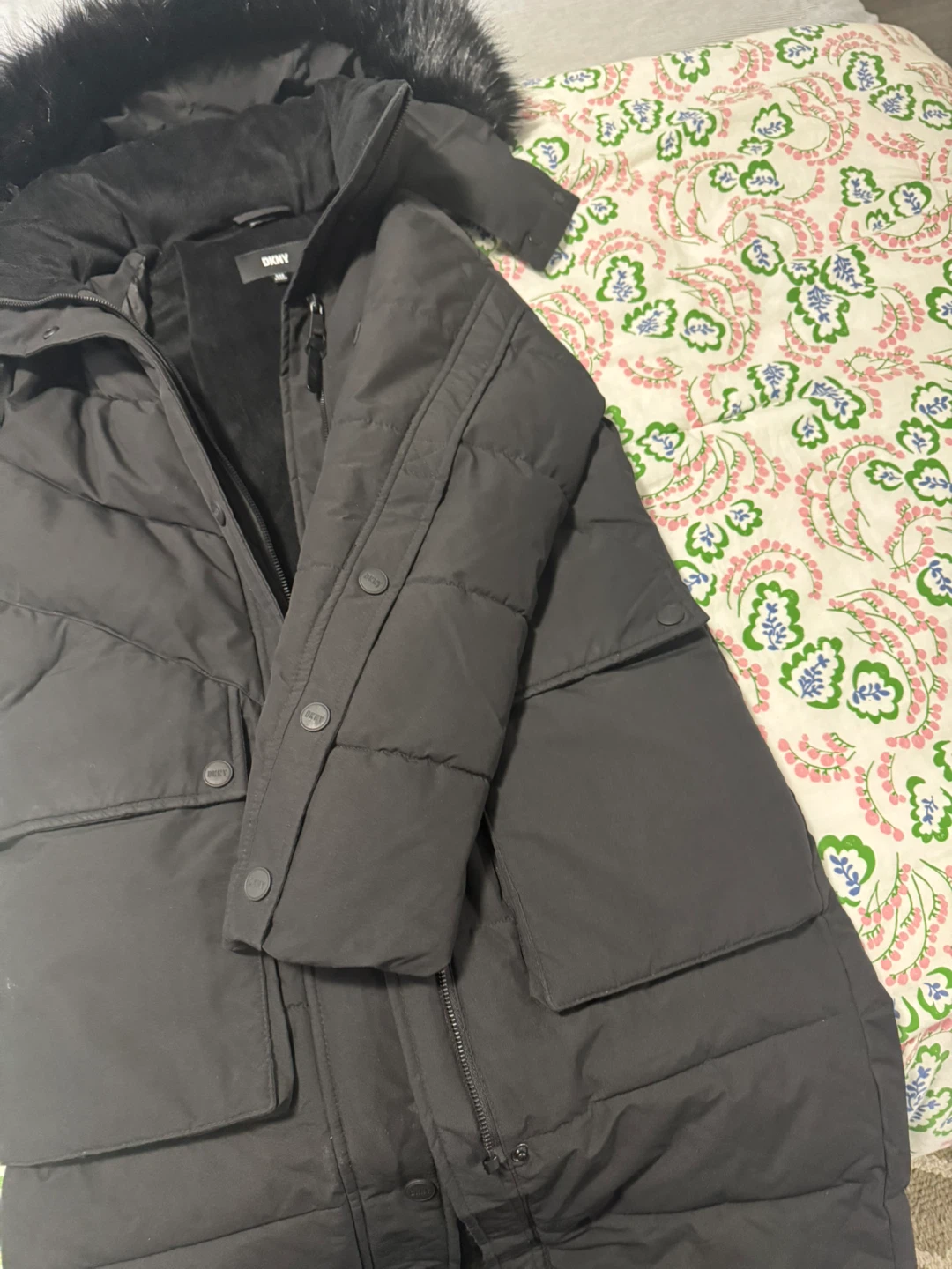 DKNY Black Puffer Parka with Fur Hood - photo 4