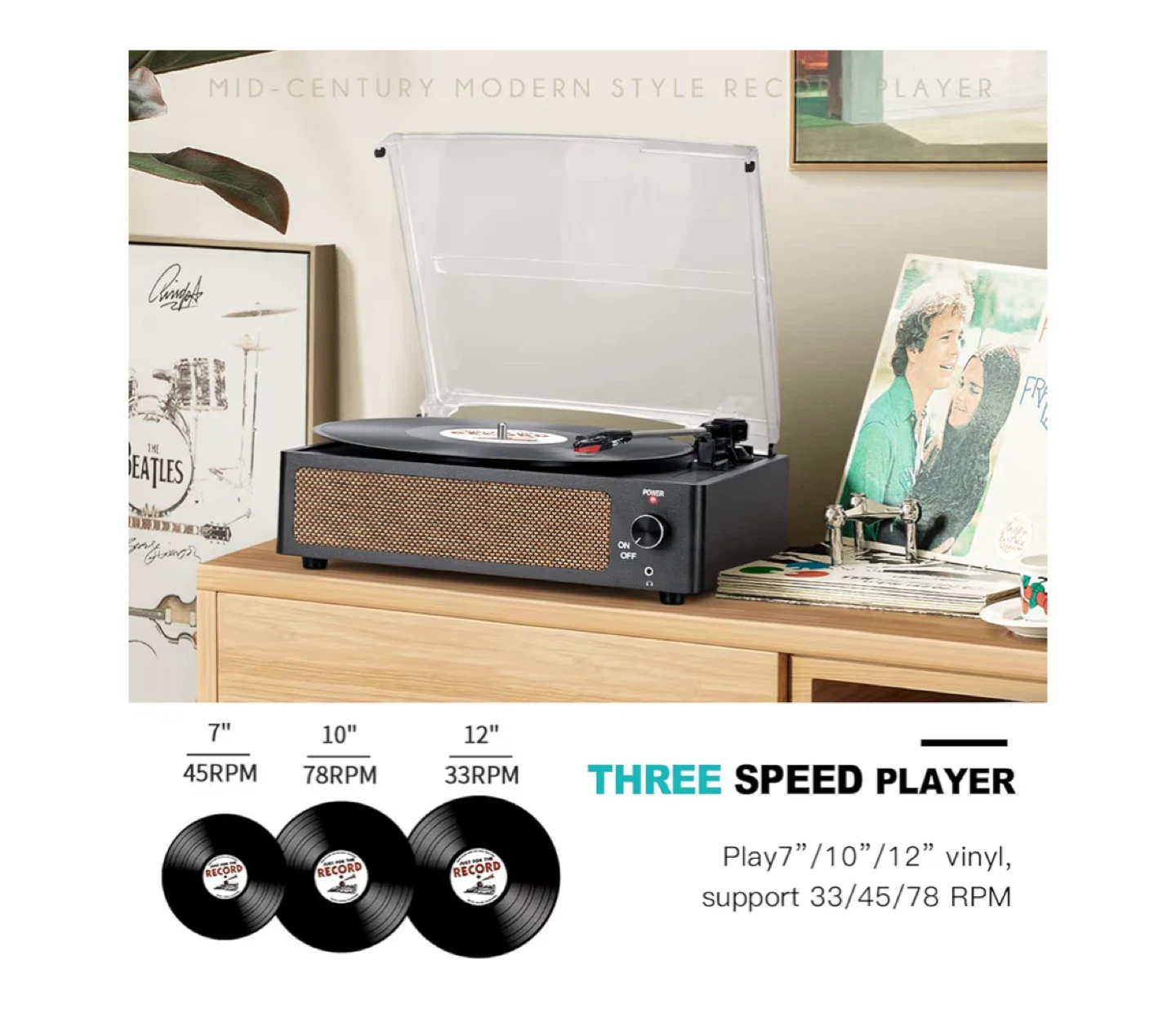 Turntable Record Player with Bluetooth - photo 2