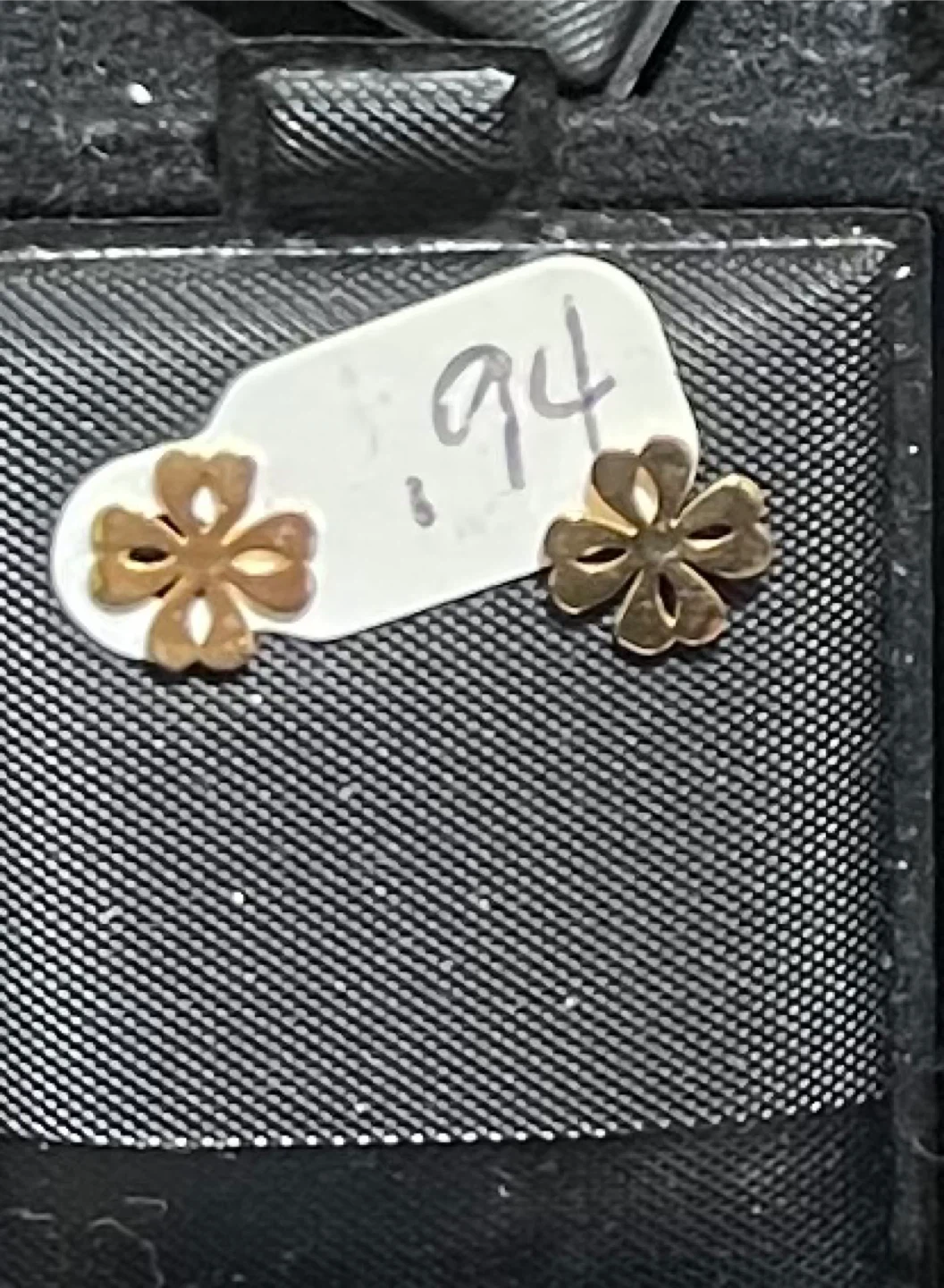 18k saudi Gold Clover Stud Earrings