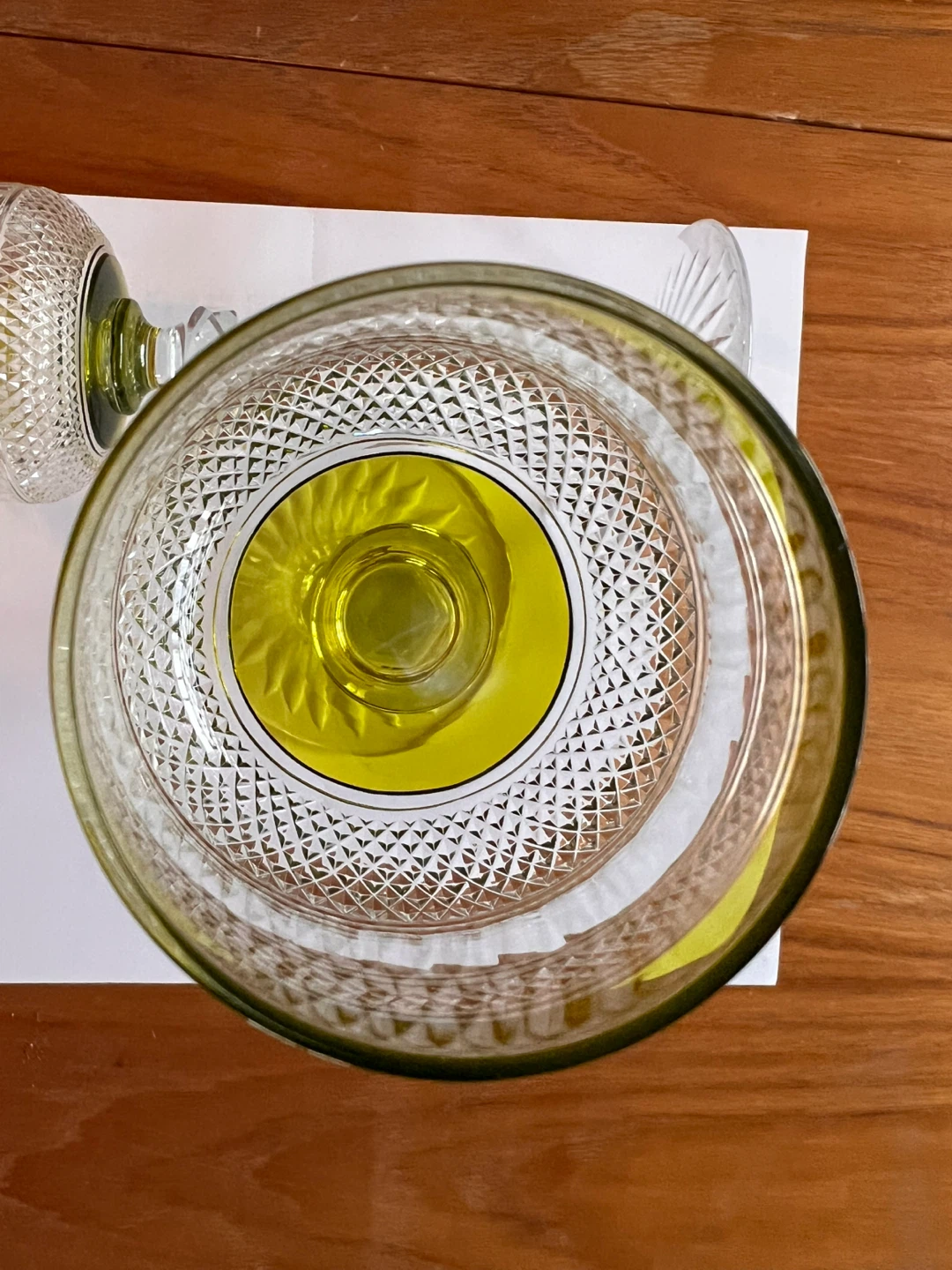 Set of 10 Unique Vintage Crystal Wine Glasses with Yellow Tint - photo 2