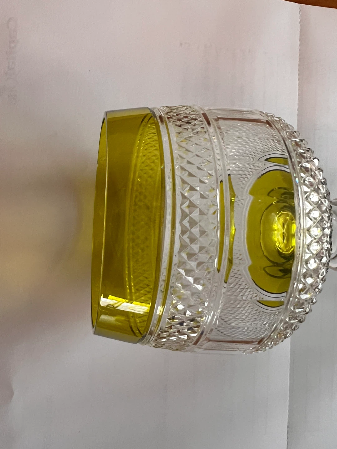Set of 10 Unique Vintage Crystal Wine Glasses with Yellow Tint - photo 3