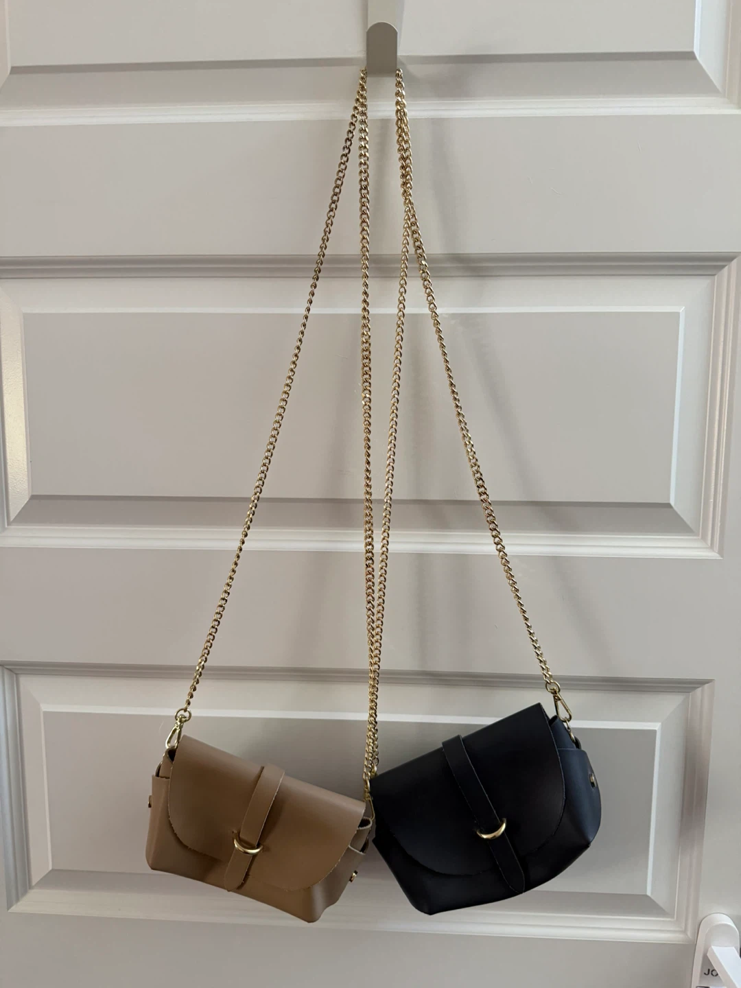 Leather Crossbody Bag with Gold Chain