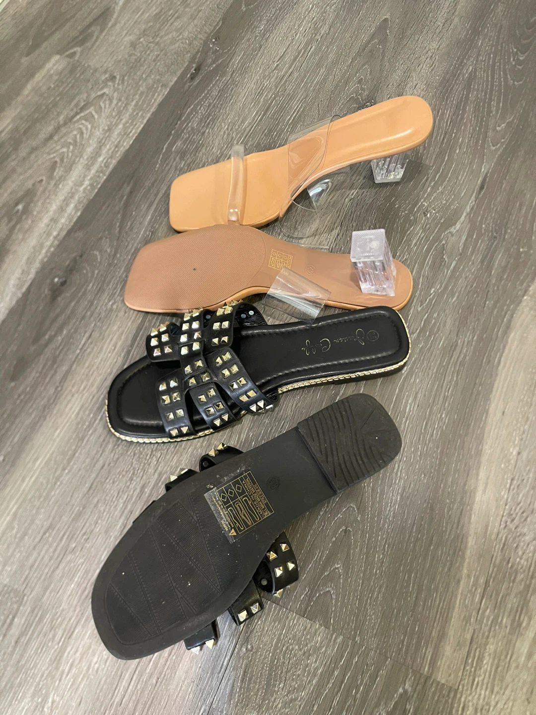 Womens Studded Slides and Clear Heel Sandals Set - photo 2