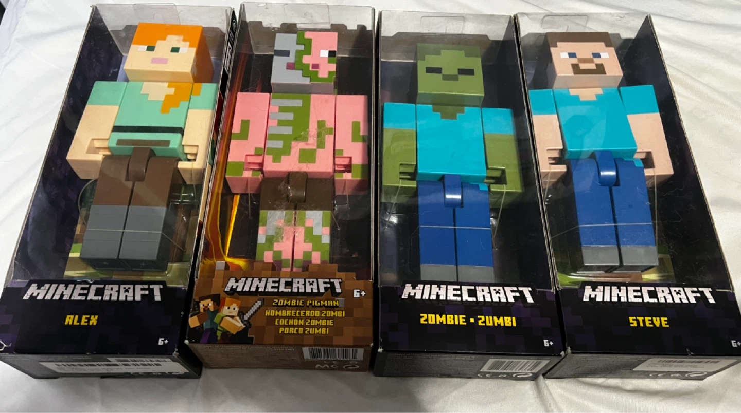 Minecraft Action Figures (Alex, Steve, Zombie Pigman)