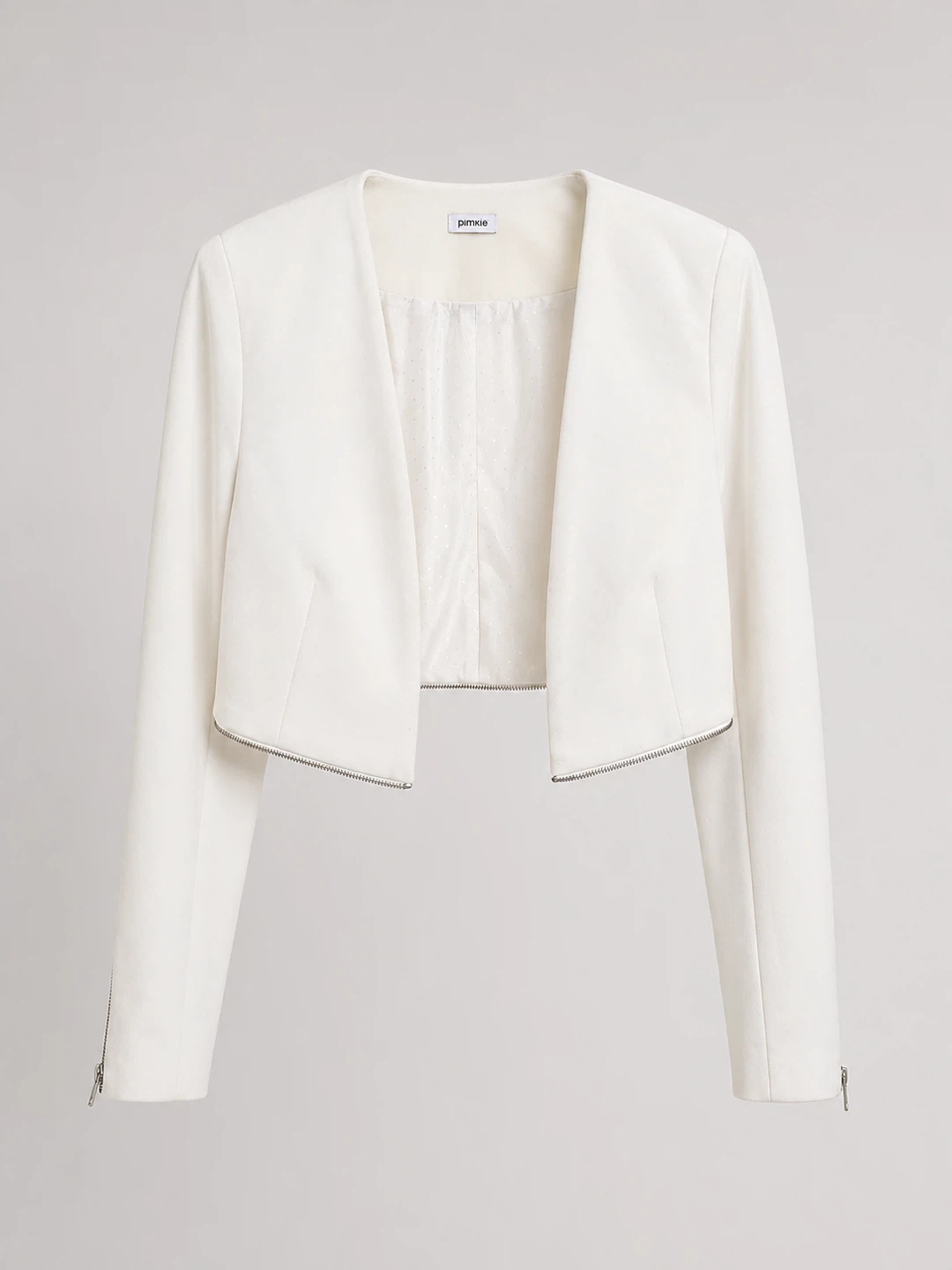 Pimkie White Cropped Jacket with Zippers