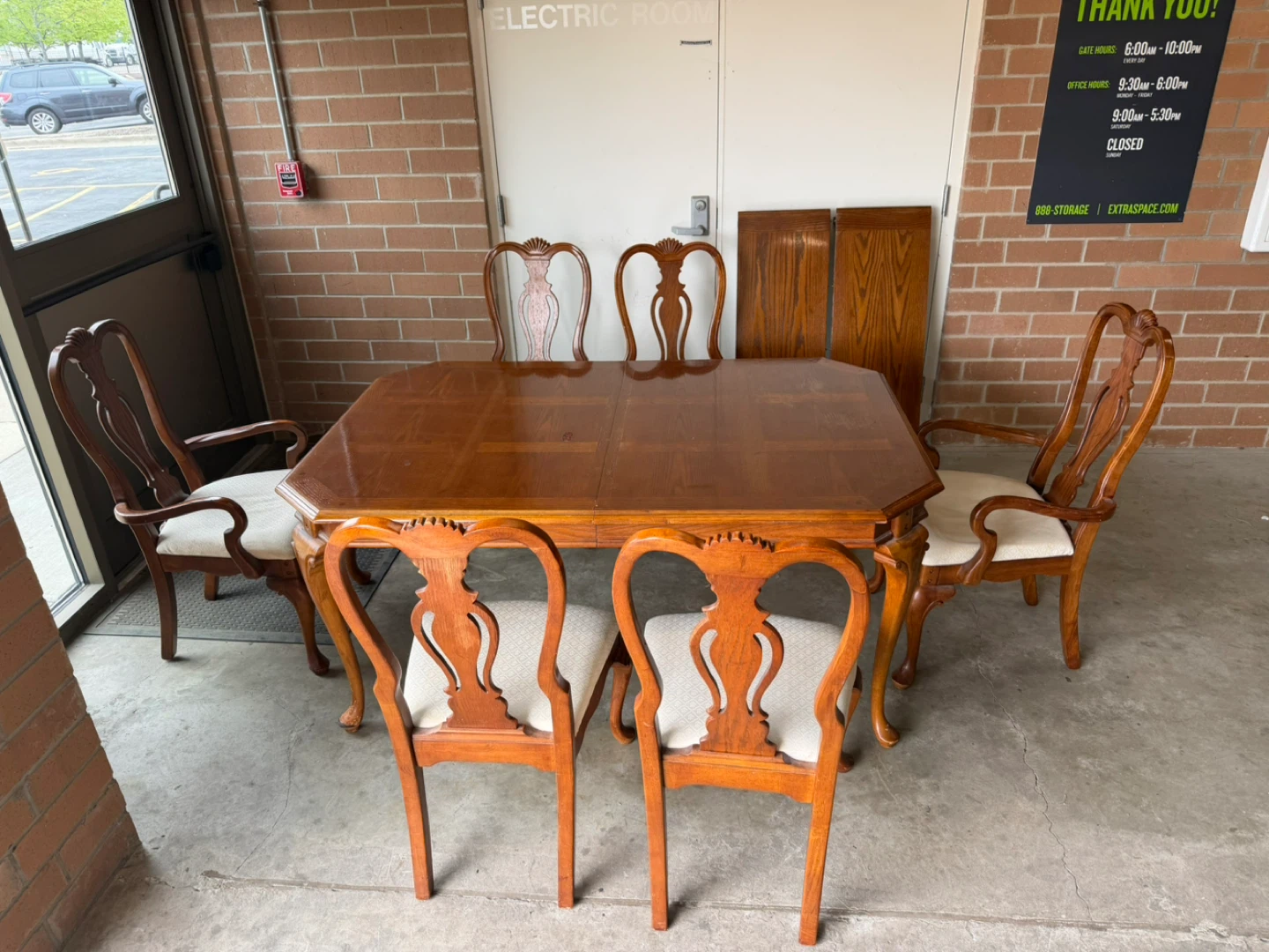 Wooden Dining Table Set with 6 Chairs and Leaves - photo 4