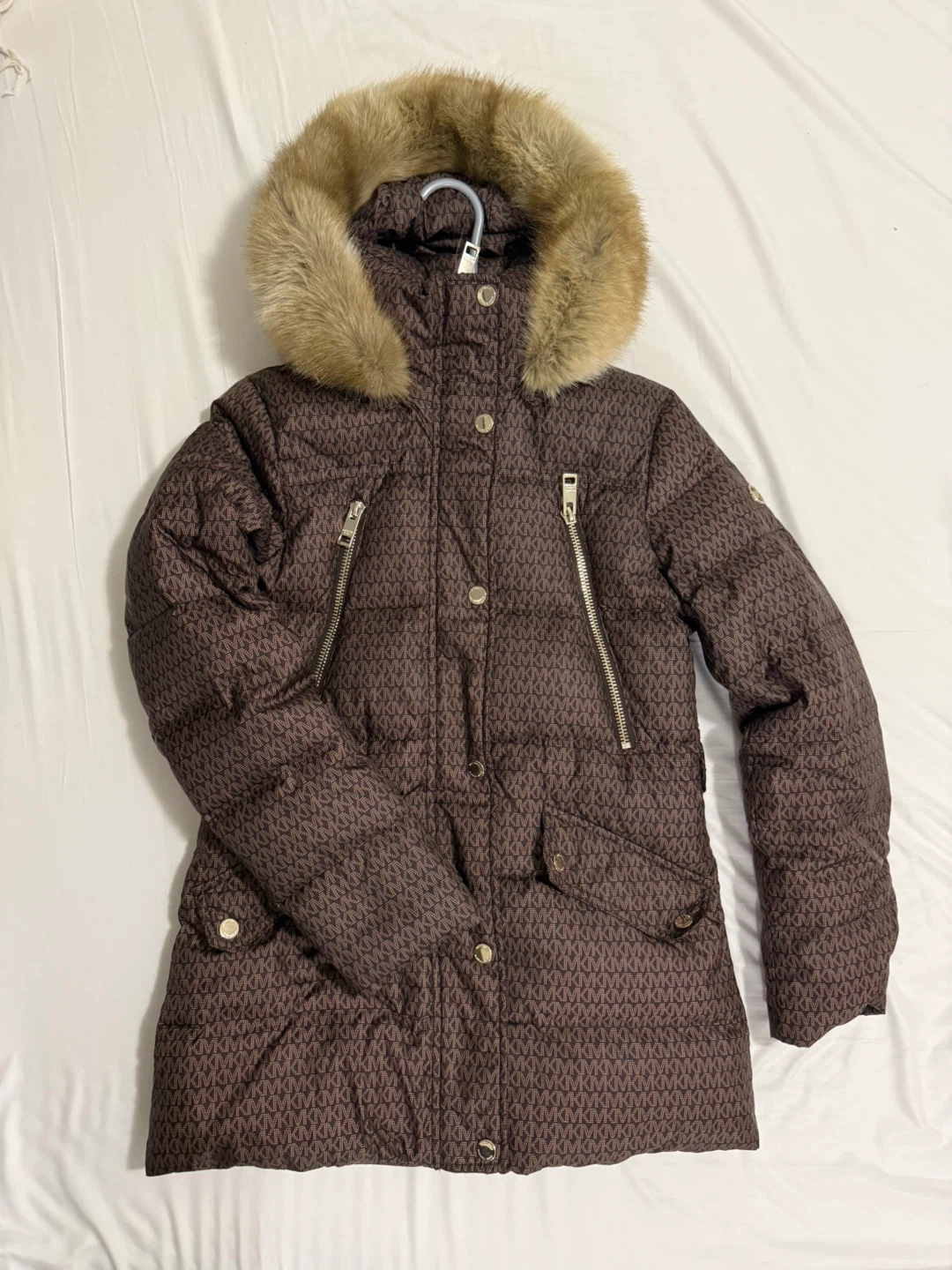 Faux Fur Trim Puffer Jacket - Chocolate