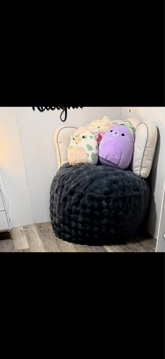 Fluffy Grey Bean Bag Chair - 50" Diameter - photo 2