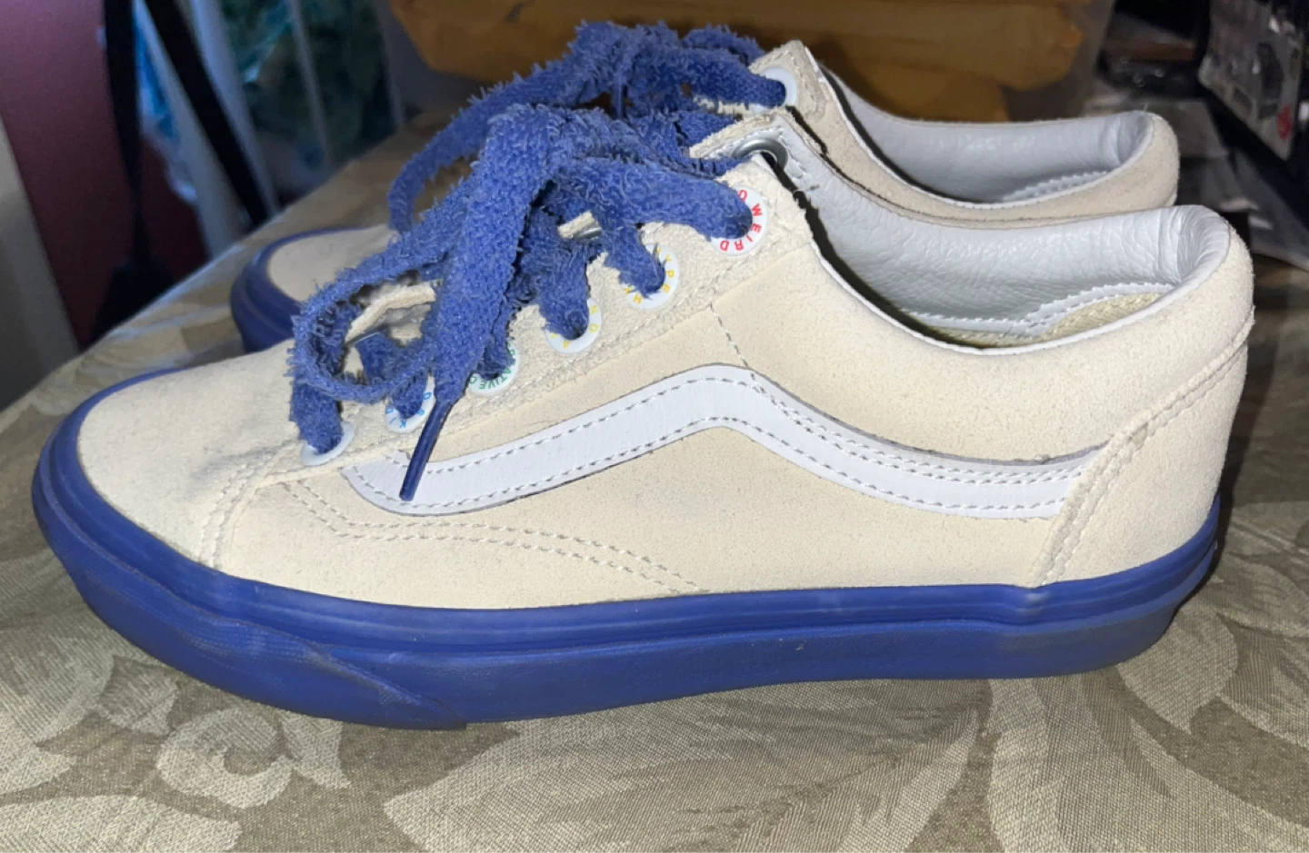 Vans Old Skool Suede Shoes Beige/Blue