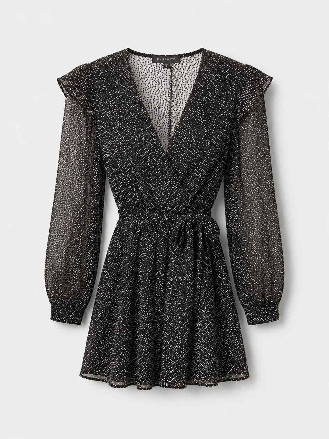 Dynamite Black/Pink Dotted Wrap Dress