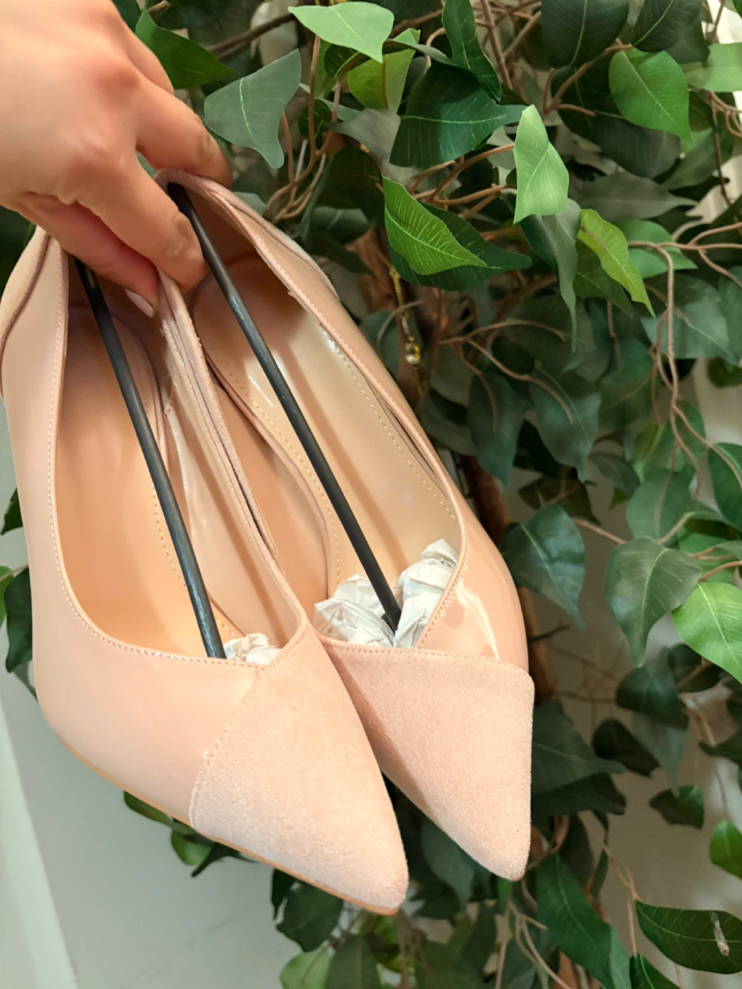 Women's Nude Suede and Patent Pumps - Size 7