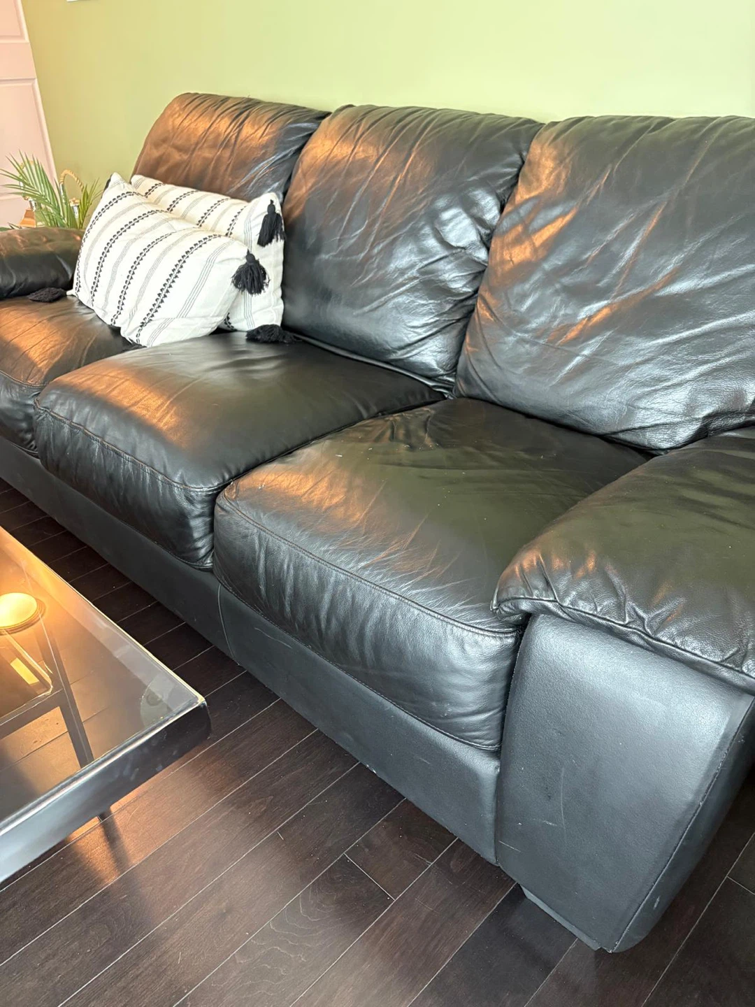 Black Leather Sofa set of 3 seater and 2 seater - photo 5
