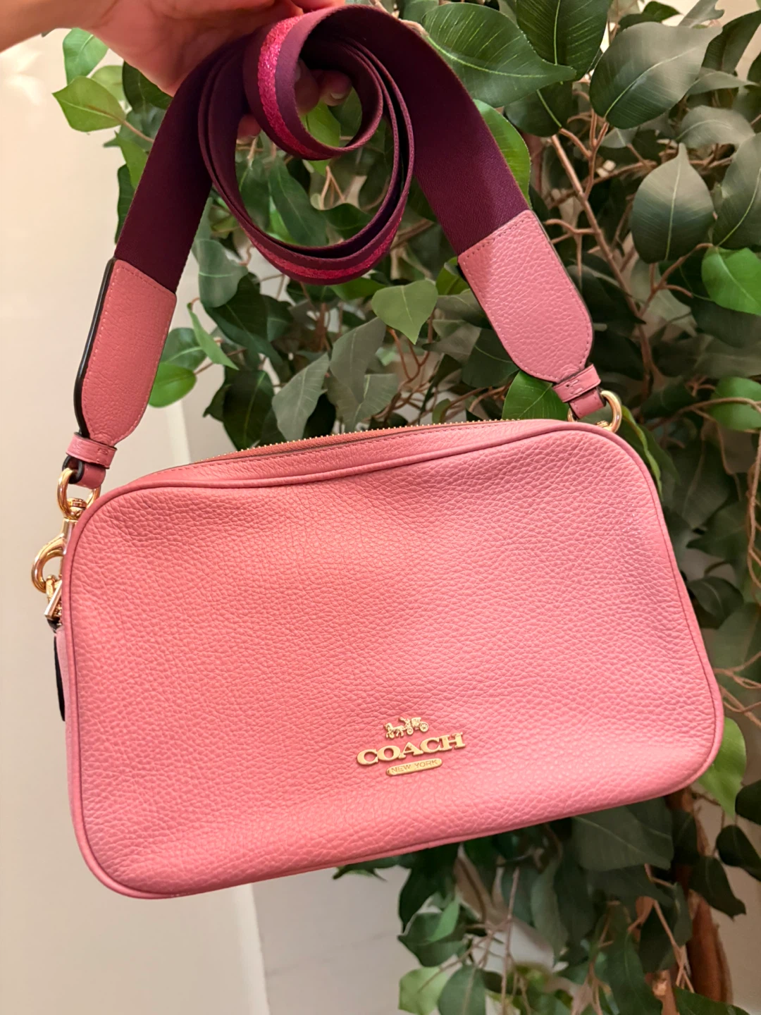 Coach Pink Pebbled Leather Camera Bag