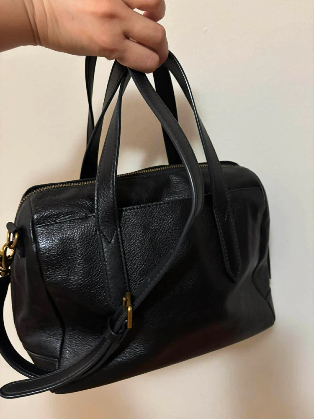 Fossil Sydney Black Leather Satchel Bag - photo 5