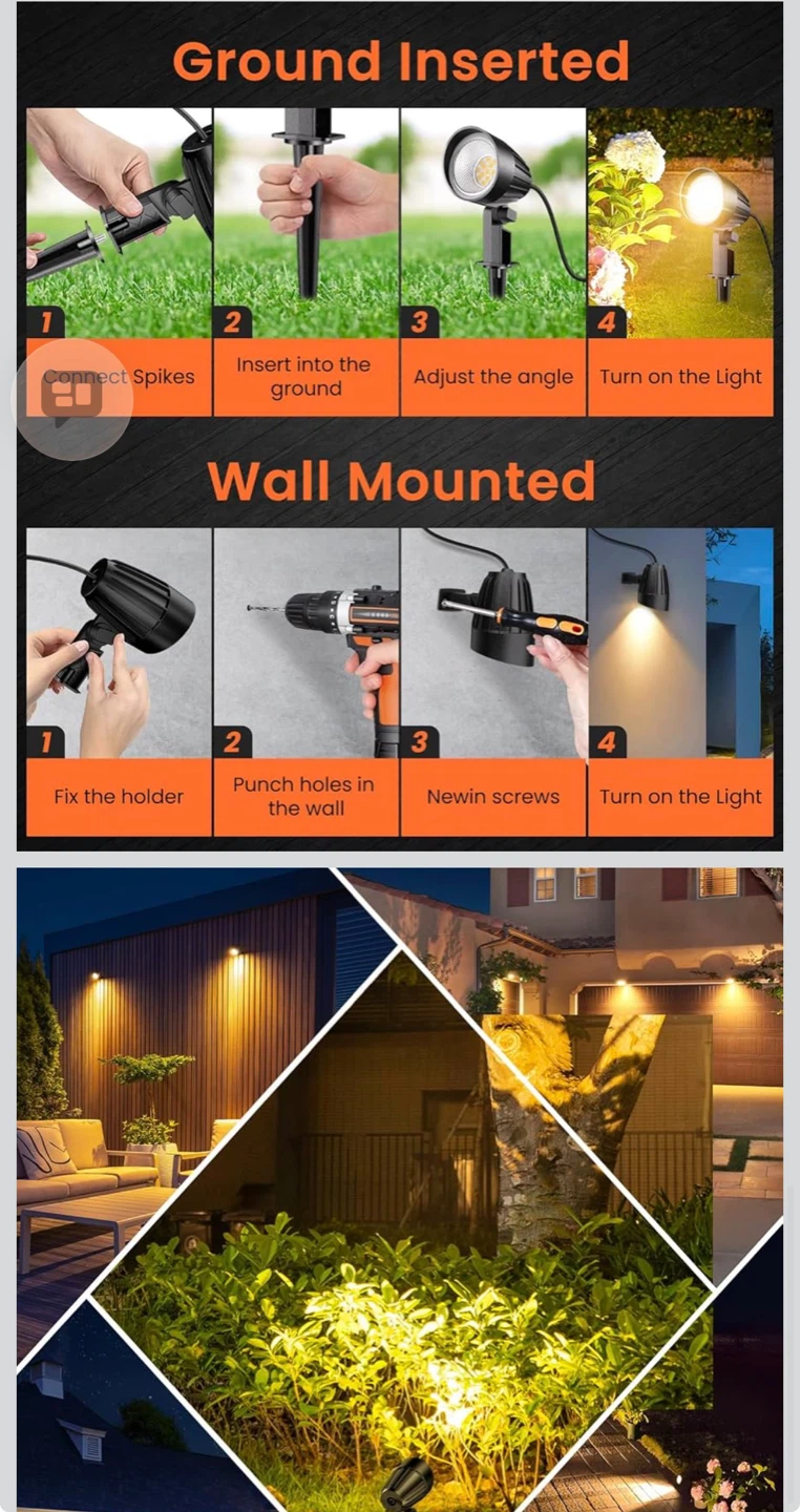 10 Pack LED Landscape Spotlights - Warm White, IP66 Waterproof - photo 5