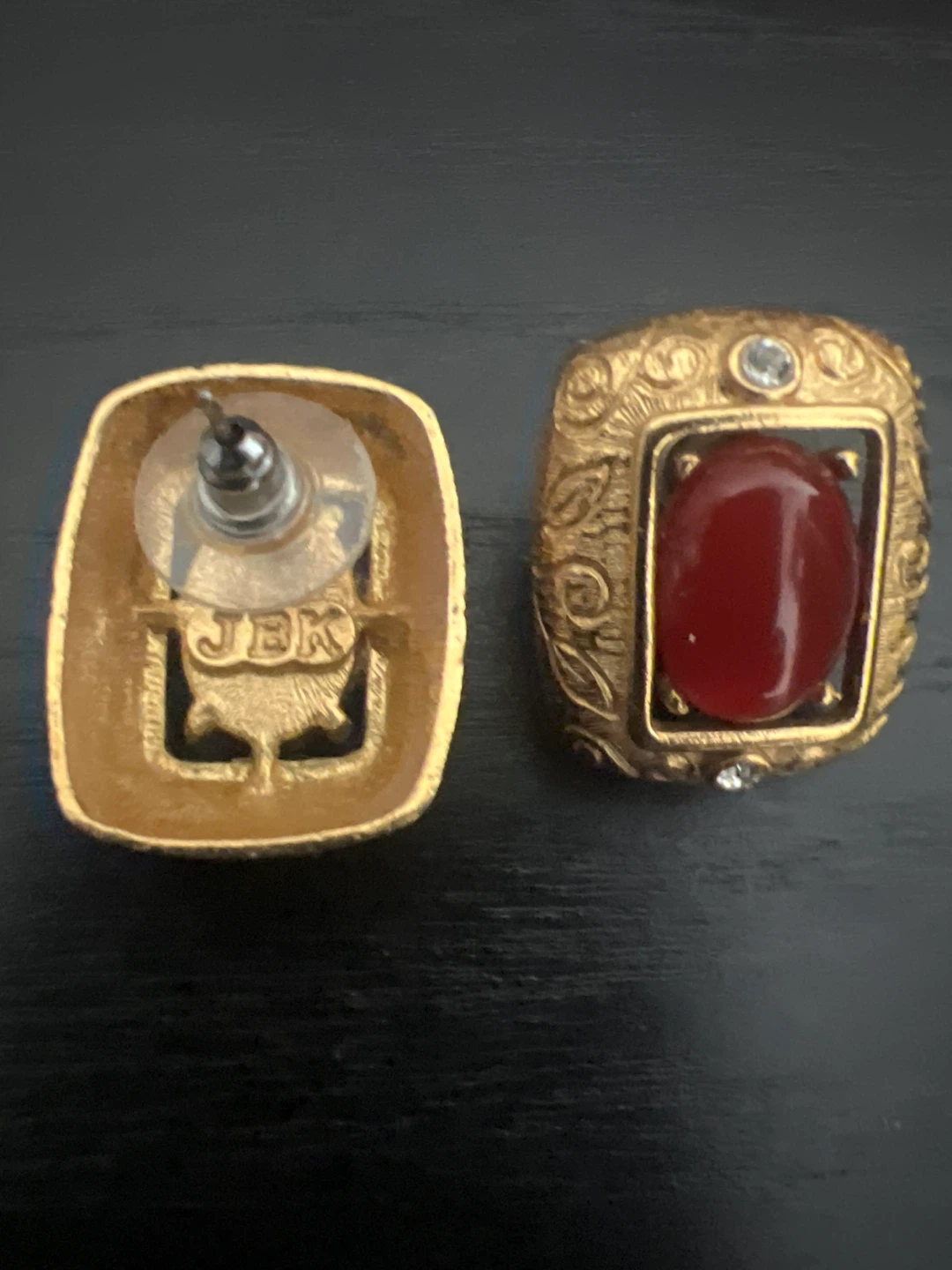 JBK Gold Tone Red Stone Earrings - photo 2