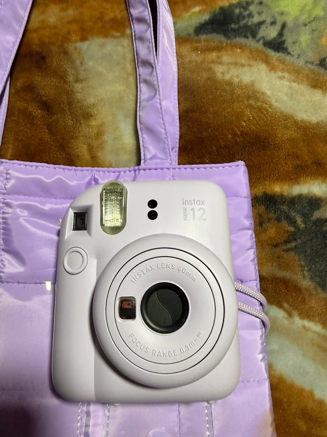 Fujifilm Instax Mini 12 Camera and Lavender Tote Bag Set
