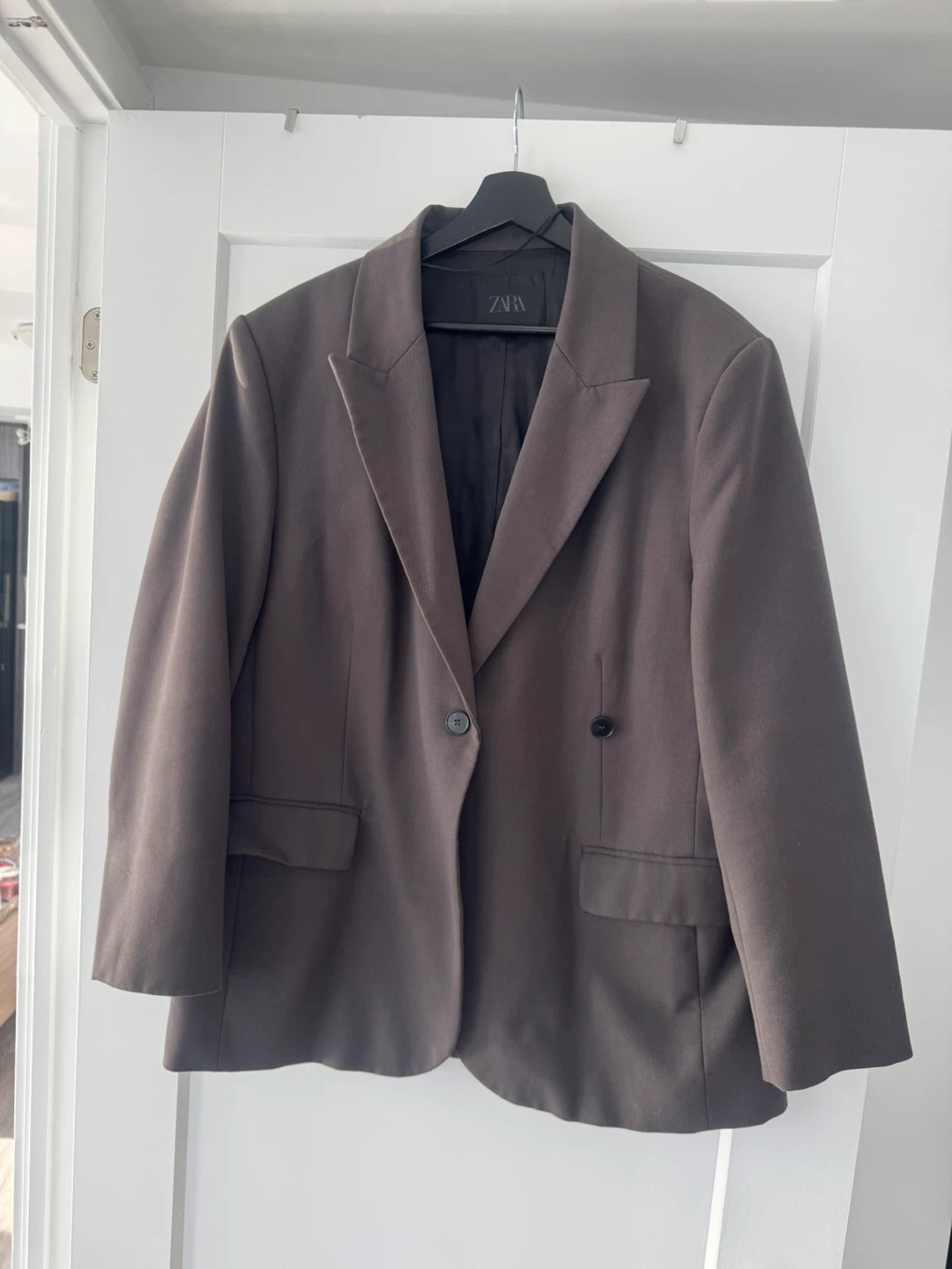 Zara Double-Breasted Blazer - Brown - XL