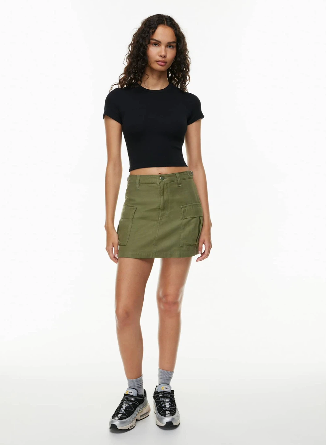 Tna Aritzia Supply Cargo Olive Green Micro Skirt
