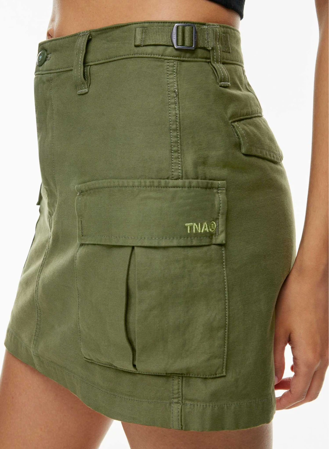 Tna Aritzia Supply Cargo Olive Green Micro Skirt - photo 2