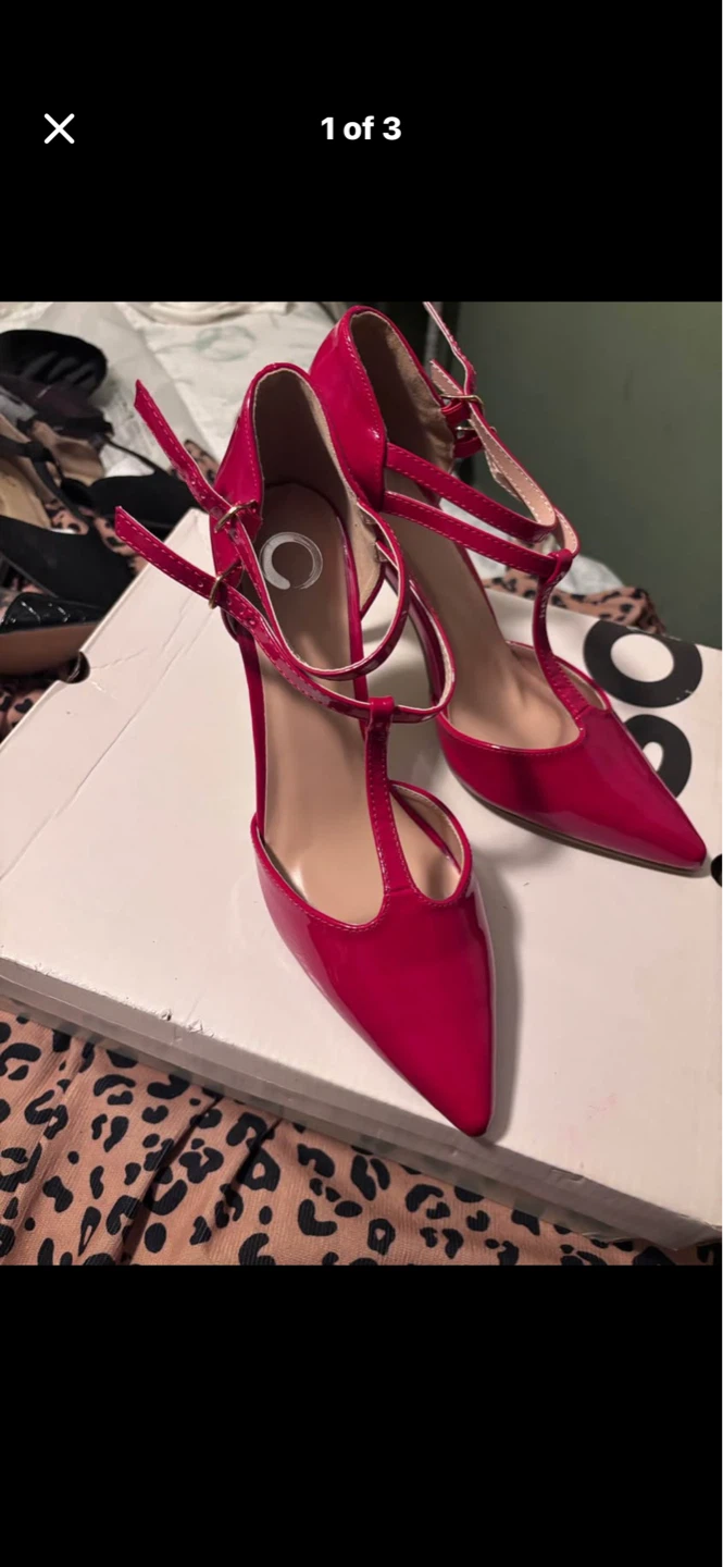 NINE WEST Pink Patent Leather Pointed Toe Heels Size 11